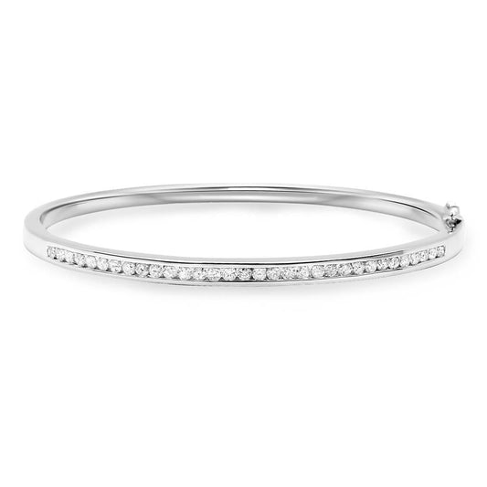 Real Round Diamond Bangle White Gold Fine Jewelry 3 Carats