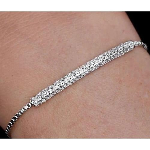 Real Round Diamond Bracelet 3 Carats Prong Set White Gold Jewelry 14K New - Chain Bracelet-harrychadent.ca