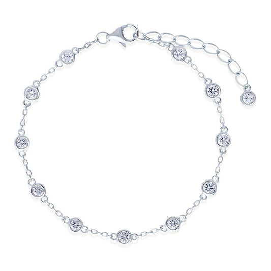 Real Round Diamond By The Yard White Gold 14K Chain Bracelet 3 Ct - Chain Bracelet-harrychadent.ca