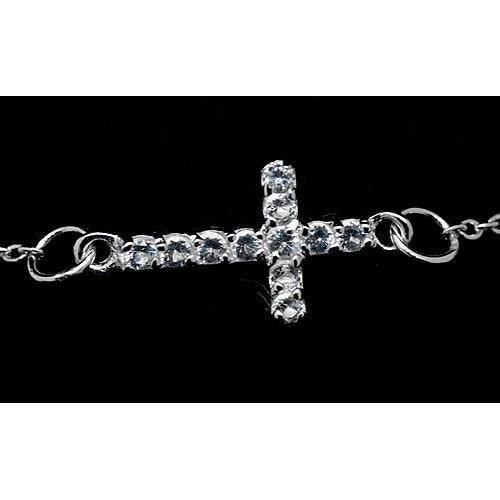 Real Round Diamond Cross Bracelet 3.30 Carats White Gold Jewelry New - Chain Bracelet-harrychadent.ca