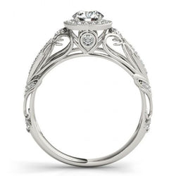 Real Round Diamond Engagement Anniversary 1.10 Carat Fancy Ring WG 14K