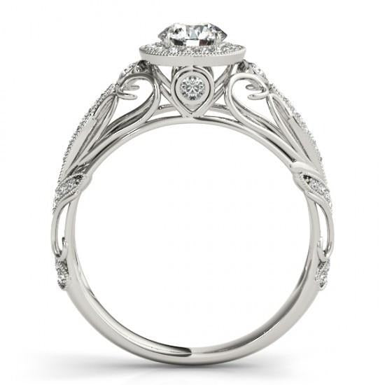 Real Round Diamond Engagement Anniversary 1.10 Carat Fancy Ring WG 14K - Anniversary Ring-harrychadent.ca