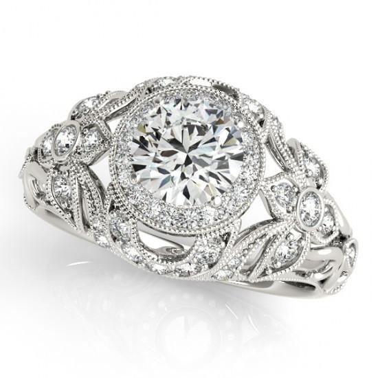 Real Round Diamond Engagement Anniversary Ring Vintage Style 2.0 Ct. WG 14K - Anniversary Ring-harrychadent.ca