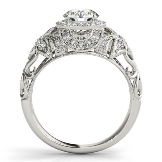 Real Round Diamond Engagement Anniversary Ring Vintage Style 2.0 Ct. WG 14K - Anniversary Ring-harrychadent.ca