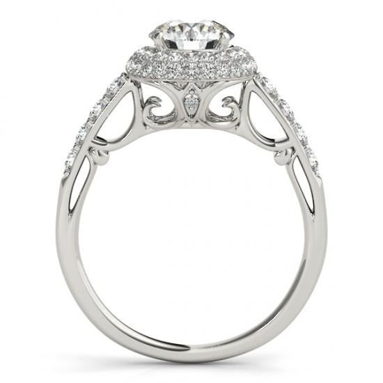 Real Round Diamond Engagement Fancy Halo Ring 2.50 Carats White Gold 14K - Halo Ring-harrychadent.ca