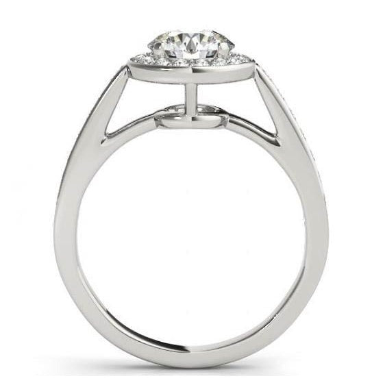 Real Round Diamond Engagement Halo Ring 1.50 Carats White Gold 14K - Halo Ring-harrychadent.ca