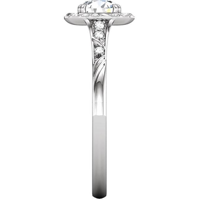 Real Round Diamond Engagement Halo Ring 1.67 Carats White Gold 14K