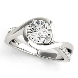 Real Round Diamond Engagement Ring 1.30 Carats Twisted Shank