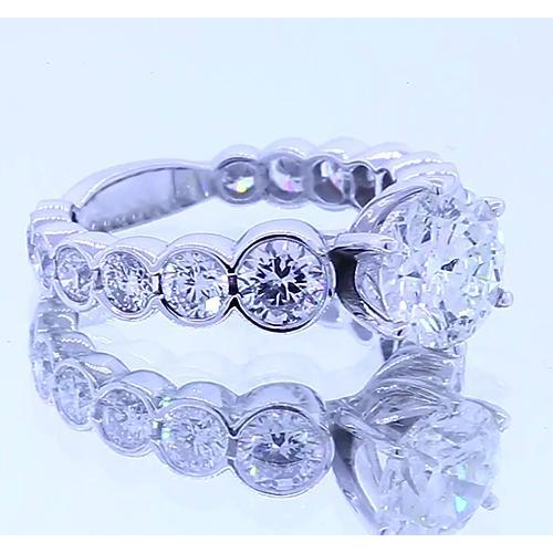 Real Round Diamond Engagement Ring 3.50 Carats 6 Prong