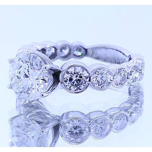 Real Round Diamond Engagement Ring 3.50 Carats White Gold 14K