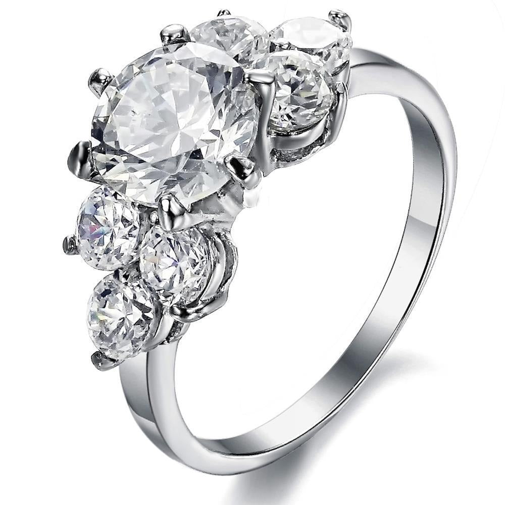 Real Round Diamond Engagement Ring 3.80 Ct Basket Setting White Gold 14K - Engagement Ring-harrychadent.ca