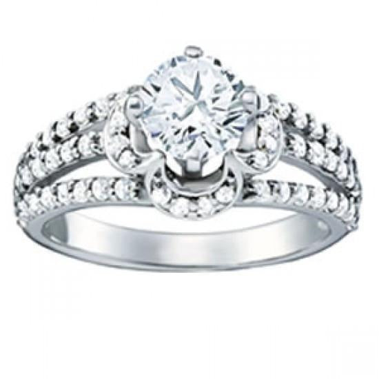 Real Round Diamond Engagement Ring Split Shank 1.35 Carats White Gold 14K - Engagement Ring-harrychadent.ca