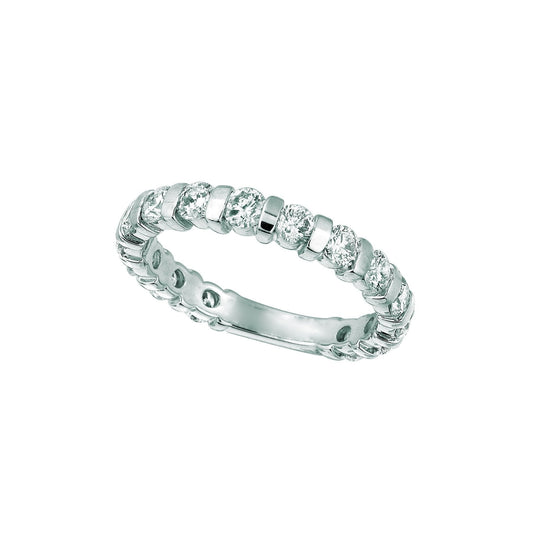 Real Round Diamond Eternity Band 1.50 Carats 14K White Gold New - Eternity Band-harrychadent.ca