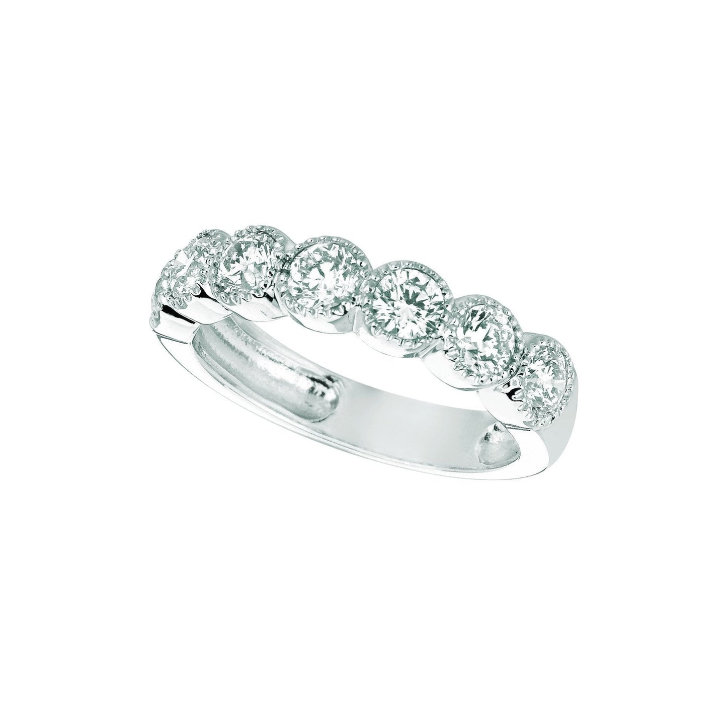 Real Round Diamond Half Eternity Band 1.40 Carats 14K White Gold - Half Eternity Band-harrychadent.ca