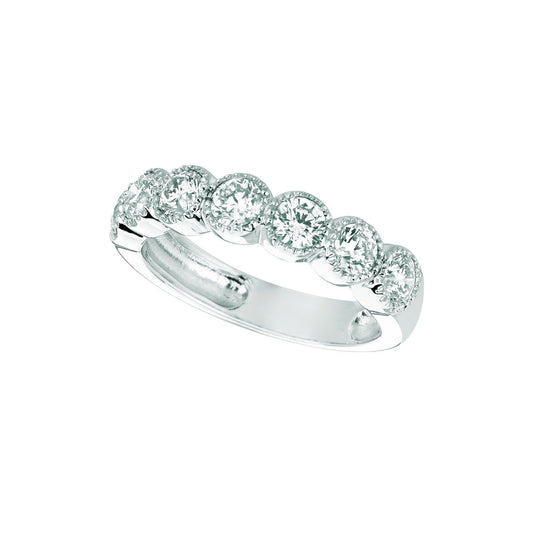 Real Round Diamond Half Eternity Band 1.40 Carats 14K White Gold - Half Eternity Band-harrychadent.ca