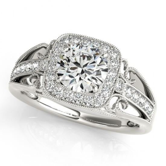 Real Round Diamond Halo Engagement Ring 2.25 Carats White Gold 14K - Halo Ring-harrychadent.ca