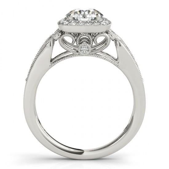 Real Round Diamond Halo Engagement Ring 2.25 Carats White Gold 14K - Halo Ring-harrychadent.ca
