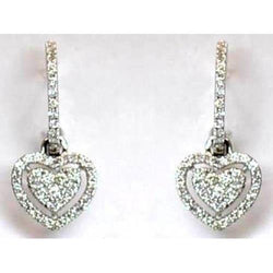 Real Round Diamond Ladies Drop Earring White Gold 14K 3 Carats