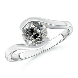 Real Round Diamond Old Cut Ring Solitaire Tension Style 3 Carats