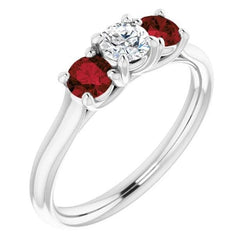 Real Round Diamond Ruby Stone Ring 2.40 Carats White Gold 14K Jewelry