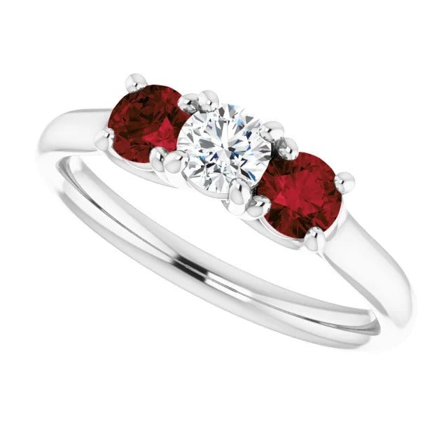 Real Round Diamond Ruby Stone Ring 2.40 Carats White Gold 14K Jewelry - Gemstone Ring-harrychadent.ca