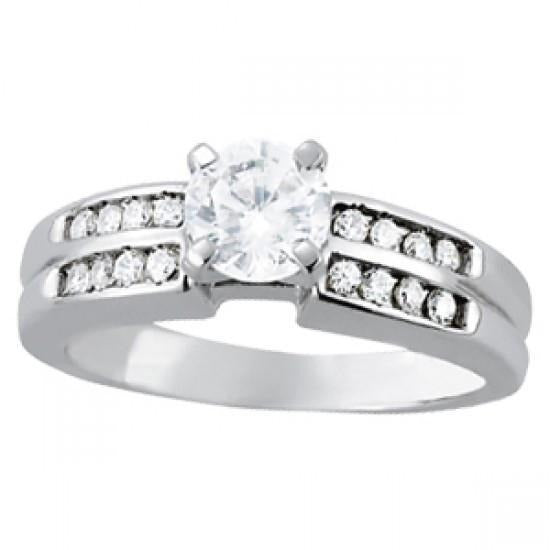 Real Round Diamond Solitaire Fancy Ring With Accent 1 Carat WG 14K - Solitaire Ring with Accents-harrychadent.ca