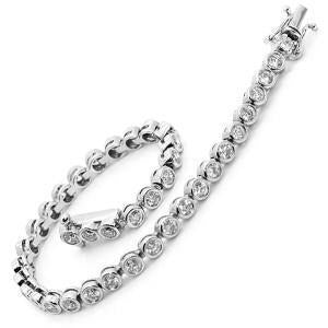 Real Round Diamond Tennis Bracelet Solid White Gold 14K Diamonds 5.70 Ct