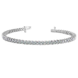 Real Round Diamond Tennis Bracelet White Gold 14K Prong Set 5.30 Carats