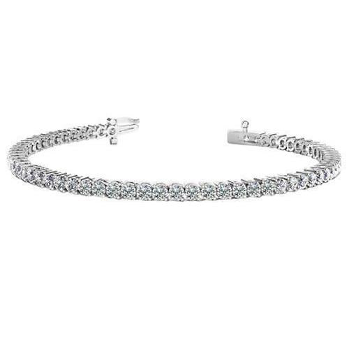 Real Round Diamond Tennis Bracelet White Gold 14K Prong Set 5.30 Carats - Tennis Bracelet-harrychadent.ca