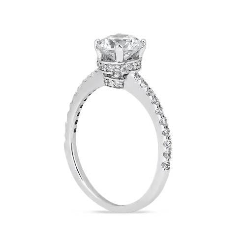 Real Round Diamond White Gold 14K Engagement Ring With Accents 2.69 Carats