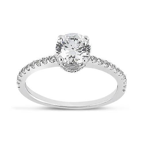 Real Round Diamond White Gold 14K Engagement Ring With Accents 2.69 Carats