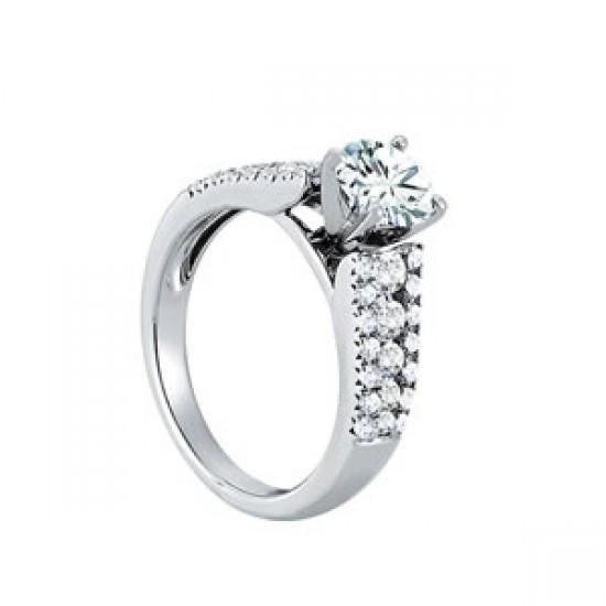 Real Round Diamonds 2 Carats Solitaire With Accents Ring White Gold 14K - Solitaire Ring with Accents-harrychadent.ca