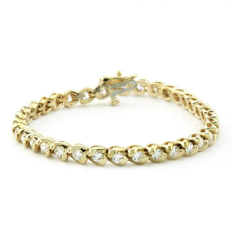 Real Round Diamonds Basic Tennis Bracelet 14K Yellow Gold 6 Carats - Tennis Bracelet-harrychadent.ca