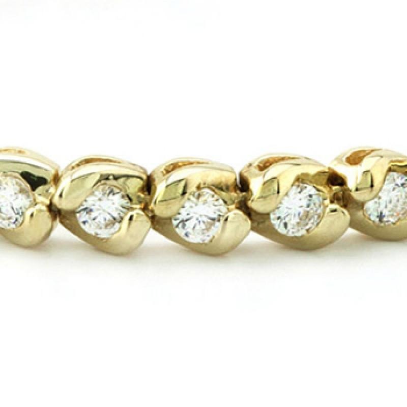 Real Round Diamonds Basic Tennis Bracelet 14K Yellow Gold 6 Carats - Tennis Bracelet-harrychadent.ca