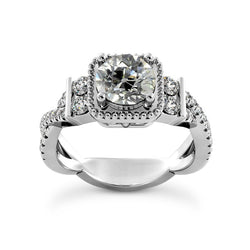 Real Round Old Miner Natural Earth Mined Diamond Wedding Ring 3.75 Carats White Gold 14K