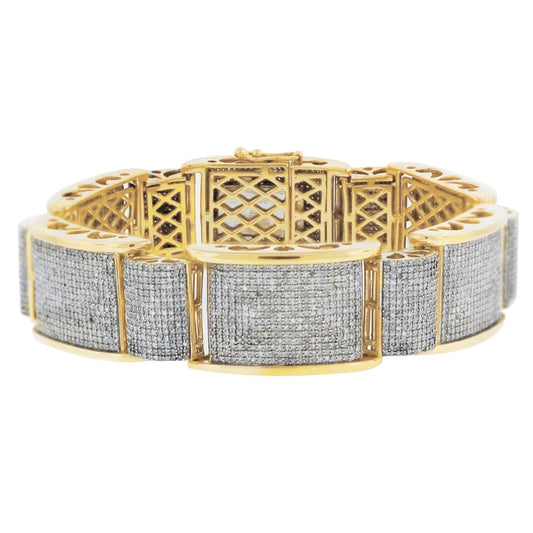 Real Round Shaped Diamond Men Bracelet Fine Yellow Gold 14K 28 Carats