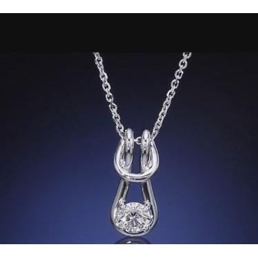 Real Solitaire Diamond 1 Carat Love Knot Style Pendant Necklace Women