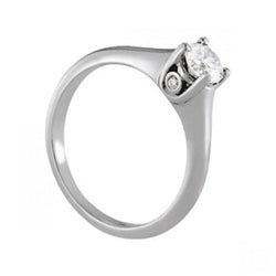 Real Solitaire Diamond Engagement Ring 0.75 Carats White Gold 14K