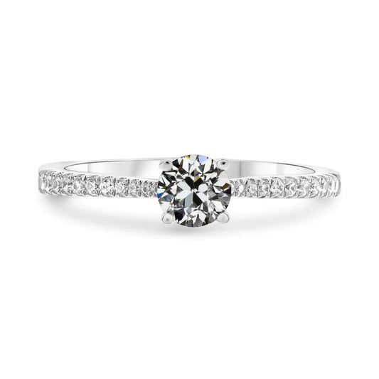 Real Solitaire Ring With Accents Round Old Mine Cut Diamond 4 Carats