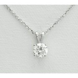 Real Solitaire Round Natural Earth Mined Diamond Necklace Pendant 0.95 Ct White Gold Jewelry