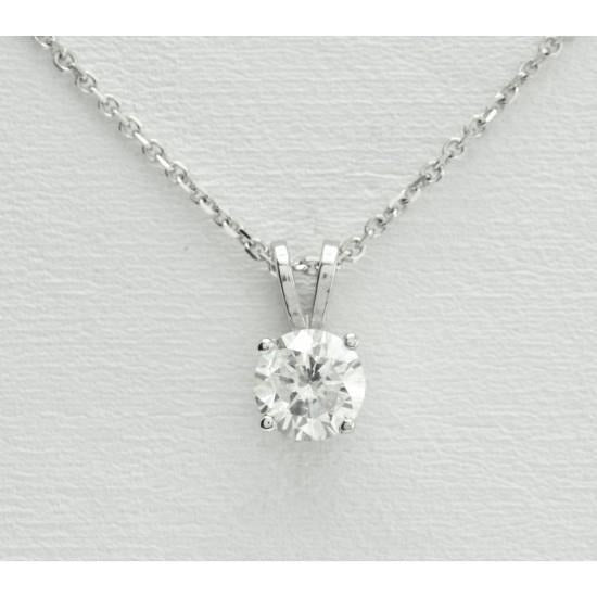 Real Solitaire Round Diamond Necklace Pendant 0.95 Ct White Gold Jewelry