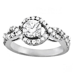 Real Solitaire With Accents Round Diamonds Ring 1.25 Carats White Gold 14K