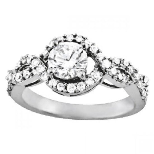 Real Solitaire With Accents Round Diamonds Ring 1.25 Carats White Gold 14K - Solitaire Ring with Accents-harrychadent.ca