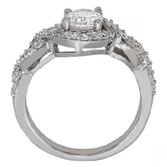 Real Solitaire With Accents Round Diamonds Ring 1.25 Carats White Gold 14K - Solitaire Ring with Accents-harrychadent.ca