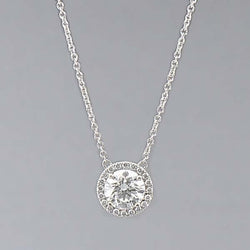 Real Sparkling Diamonds Pendant Necklace 1.71 Ct Round Cut White Gold 14K