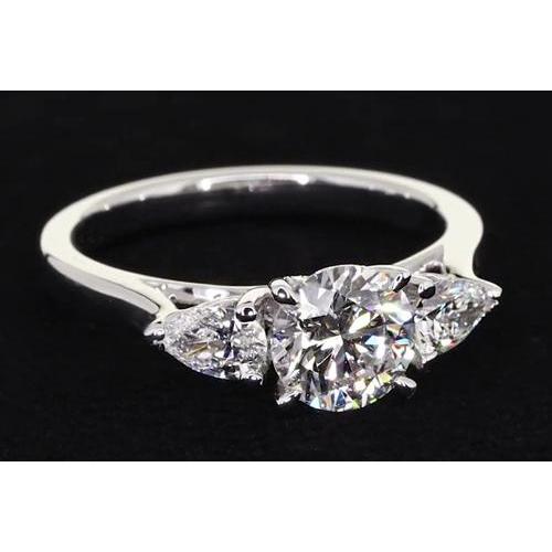 Real Three Stone Engagement Ring 4 Prong Set Jewelry 2 Carats