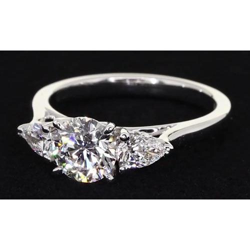 Real Three Stone Engagement Ring 4 Prong Set Jewelry 2 Carats