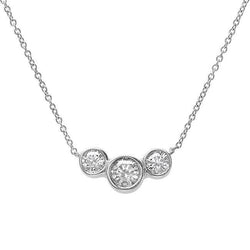 Real Three Stone Round Diamond Necklace Pendant White Gold 3.5 Carats