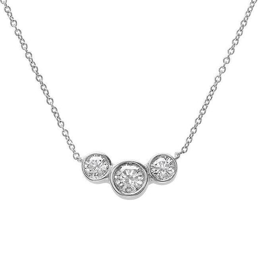 Real Three Stone Round Diamond Necklace Pendant White Gold 3.5 Carats