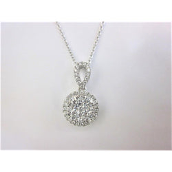 Real White Gold 14K Pendant Necklace With Chain 2 Carats Round Cut